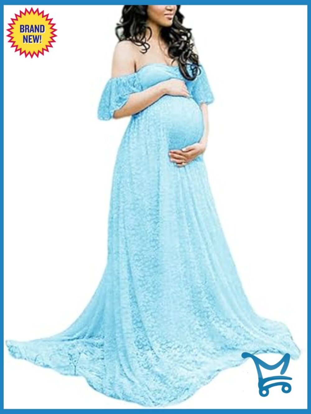 Off Shoulder Lace Maternity Photoshoot Maxi Dress